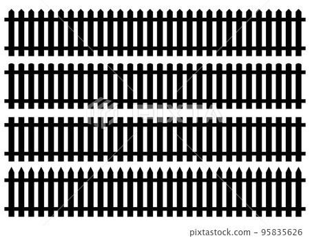 Set of fence silhouette in flat style vector illustration. Black fence isolated on white Set of fence silhouette in flat style vector illustration. Black fence isolated on white 95835626