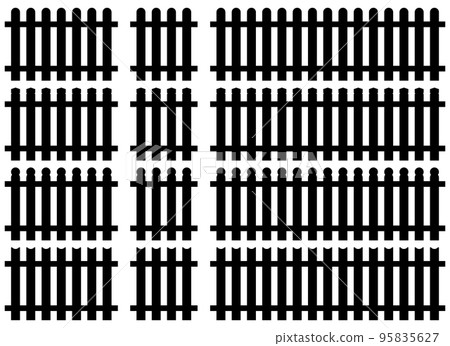 Set of fence silhouette in flat style vector illustration. Black fence isolated on white Set of fence silhouette in flat style vector illustration. Black fence isolated on white 95835627