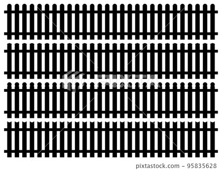 Set of fence silhouette in flat style vector illustration. Black fence isolated on white Set of fence silhouette in flat style vector illustration. Black fence isolated on white 95835628
