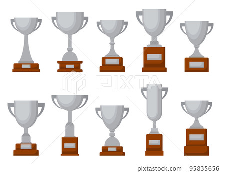 Award trophy goblet. Silver cup in flat design. Vector illustration Award trophy goblet. Silver cup in flat design. Vector illustration 95835656