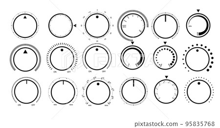Adjustment dial. Rotary dials with round scale volume level knob and round controller 95835768