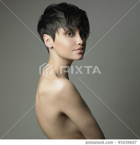 beautiful stylish girl with trendy modern hairstyle beautiful stylish girl with trendy modern hairstyle 95836687