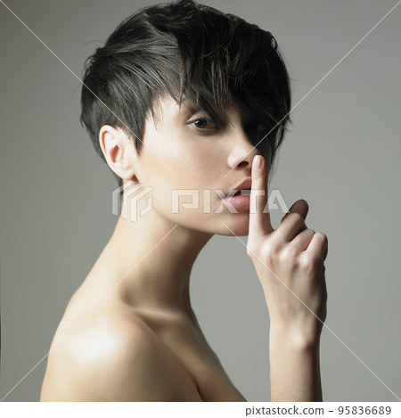 beautiful stylish girl with trendy modern hairstyle beautiful stylish girl with trendy modern hairstyle 95836689