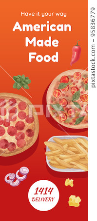 Infographic template with American fastfood concept, watercolor style Infographic template with American fastfood concept, watercolor style 95836779