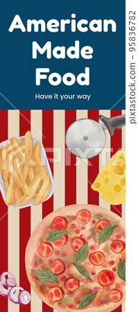Infographic template with American fastfood concept, watercolor style Infographic template with American fastfood concept, watercolor style 95836782