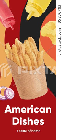 Infographic template with American fastfood concept, watercolor style 95836783