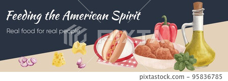 Facebook ads template with American fastfood concept, watercolor style Facebook ads template with American fastfood concept, watercolor style 95836785