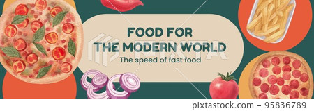 Facebook ads template with American fastfood concept, watercolor style Facebook ads template with American fastfood concept, watercolor style 95836789