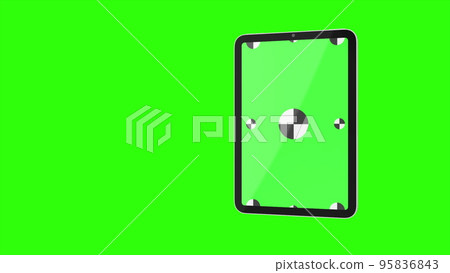TabletPC turns on on green background. Easy customizable green screen. Computer generated image. 95836843