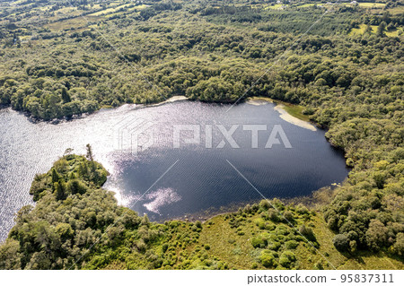 Aerial view of The Lake Eske in Donegal, Ireland. Aerial view of The Lake Eske in Donegal, Ireland. 95837311