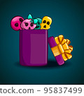 Open gift box with vector different skulls 95837499