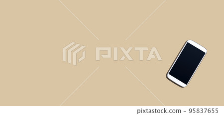 White smartphone with black screen from above 95837655