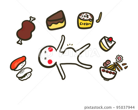 Illustration of a stickman full of cheat days 95837944