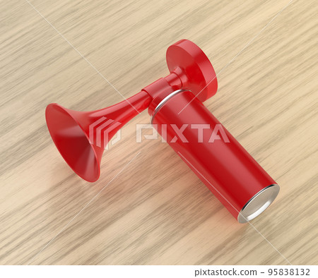 Air horn on wooden table 95838132