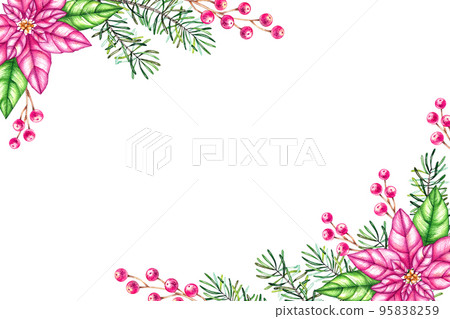 Watercolor backgrounds with pink and white Christmas plants Watercolor backgrounds with pink and white Christmas plants 95838259