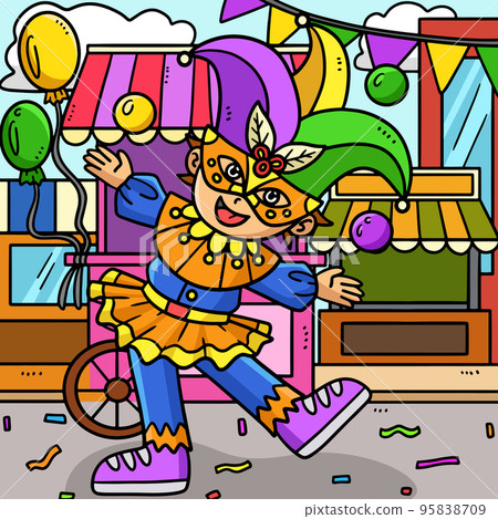 Mardi Gras Jester Boy Colored Cartoon Mardi Gras Jester Boy Colored Cartoon 95838709