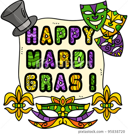 Happy Mardi Gras Cartoon Colored Clipart 95838720