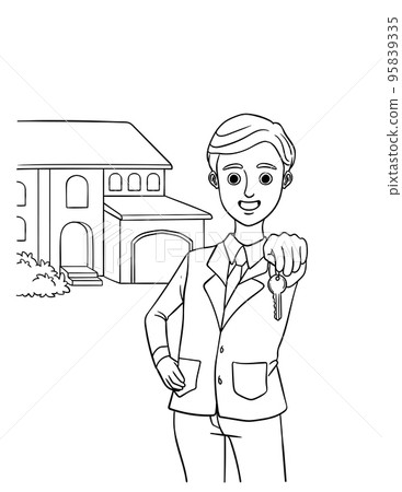Real Estate Agent Isolated Coloring Page for Kids 95839335