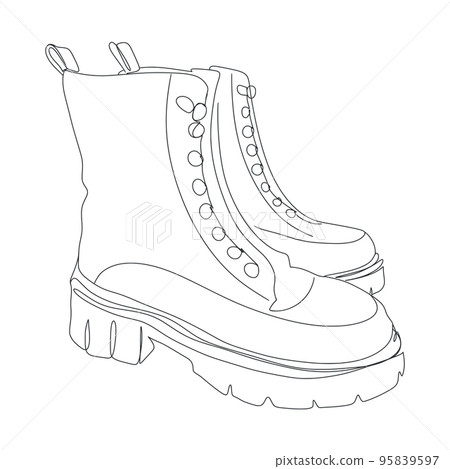 Continuous one line drawing shoes in style casual monochromatic illustration 95839597