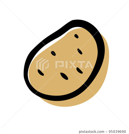 Doodle fresh potatoes. Color vegetable. Gardening symbol 95839698