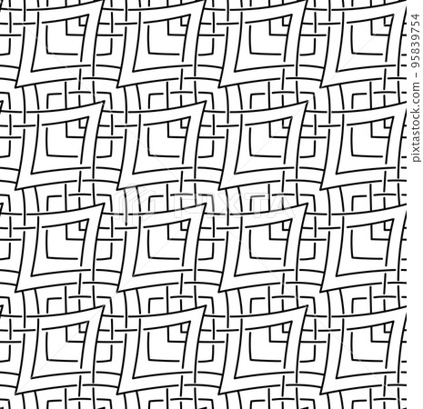 Seamless vector pattern in doodle style with black intersecting lines. Seamless vector geometric pattern connected rhombuses and squares. Seamless vector pattern in doodle style with black intersecting lines. Seamless vector geometric pattern connected rhombuses and squares. 95839754