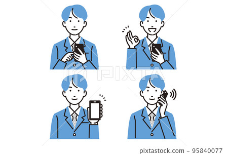 用智能手機設置的高中男孩 95840077
