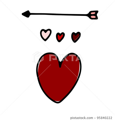 Doodle Valentines Day red heart with arrow Doodle Valentines Day red heart with arrow 95840222