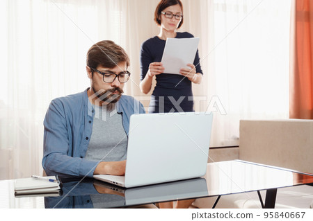 concept of work from home, remote learning and online marketing concept of work from home, remote learning and online marketing 95840667