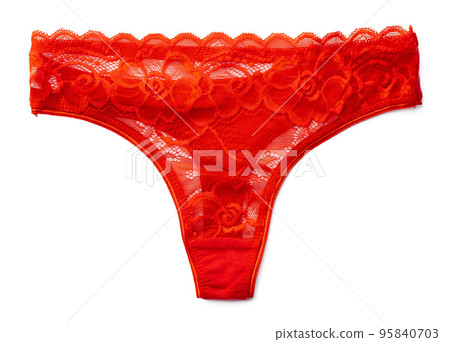 Women's string lace panties on a white background Women's string lace panties on a white background 95840703