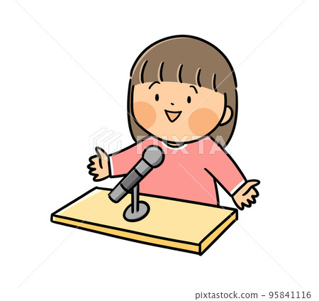 child giving a speech on stage - Stock Illustration [95841116] - PIXTA