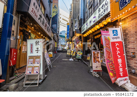 Cityscape of Yokohama, Japan View of "Yokohama Station West Exit Golden Gai" (Yokohama Station West Exit Fifth Avenue Shopping District) in front of Yokohama Station 95841172