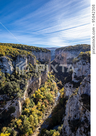 Foz de Arbayun canyon of Salazar River of the Pyrenees in Spain Foz de Arbayun canyon of Salazar River of the Pyrenees in Spain 95842308