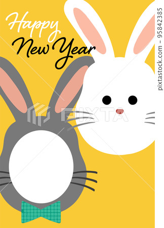 兔子相框新年賀卡設計插圖 兔子相框新年賀卡設計插圖 95842385
