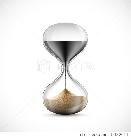 Crude oil in an hourglass turns into sand. 95842664