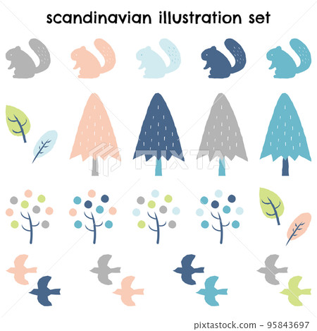 Scandinavian illustration parts set 95843697