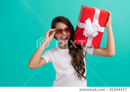 trendy child prepare for holiday. happy valentines day. shopping final sell out. 95844457