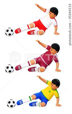 3d Football player makes sliding tackle 3d Football player makes sliding tackle 95844518