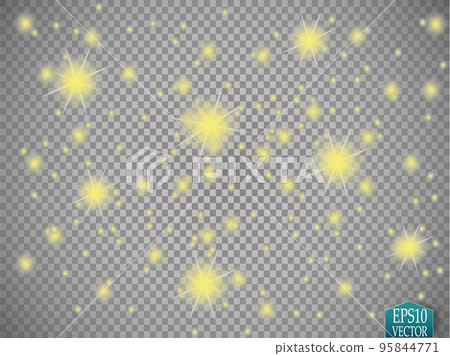 Set of golden glowing lights effects isolated...-插圖素材 [95844771] - PIXTA圖庫