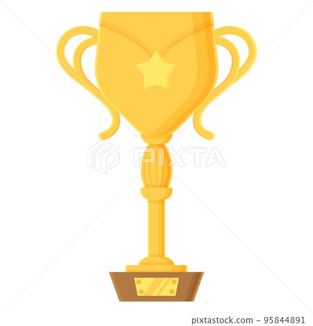 Cartoon winner cup object. Golden trophy with crown. Prize, success, competition, achievement, congratulations concept. Stock vector element isolated on white background in flat style. 95844891