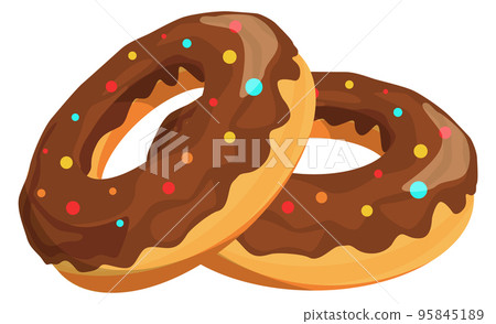 Chocolate donuts icon. Cartoon dessert. Sweet food 95845189