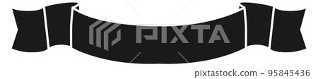 Ribbon label template. Black decorative banner scroll 95845436