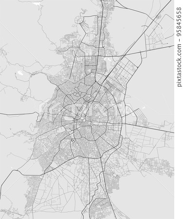 Konya map. Detailed map of Konya city administrative area. Cityscape panorama illustration. Road map with highways, streets, rivers. 95845658