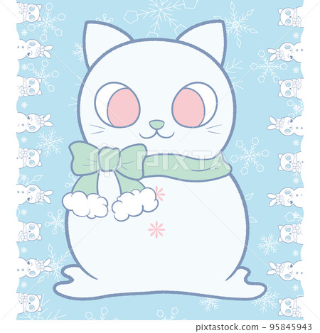 Snowman Cat Rabbit cat snowman and rabbit snowman background - Stock Illustration ...