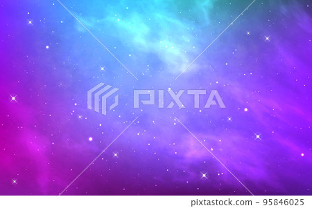 Colorful space. Realistic cosmos texture with nebula. Magic universe with shining stars. Deep space with constellations. Color cosmic background. Vector illustration Colorful space. Realistic cosmos texture with nebula. Magic universe with shining stars. Deep space with constellations. Color cosmic background. Vector illustration 95846025