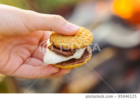 S'mores made from a camp fire S'mores made from a camp fire 95846125