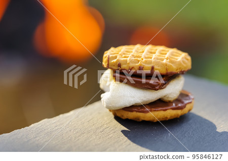 S'mores made from a camp fire S'mores made from a camp fire 95846127