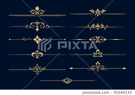 Vintage set. Floral elements for design monograms, Vintage set. Floral elements for design monograms, 95846530
