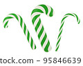 Christmas striped green and white candy canes 95846639