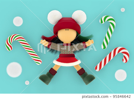 Textile poppet like a snow angel and Christmas 95846642