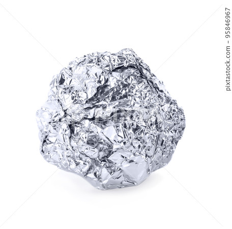 Crumpled ball of aluminum foil isolated on white Crumpled ball of aluminum foil isolated on white 95846967